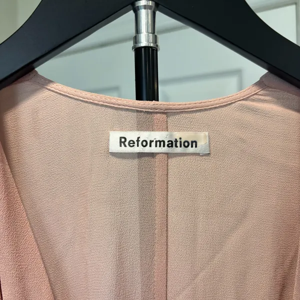 Reformation Winslow Wrap Maxi Dress in Blush Pink Women's Size Large READ FLAW - Image 4