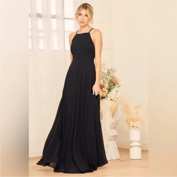 Lulu's Black Mythical Kind of Love Evening Gown Full Length Maxi Dress Small NEW - Image 4