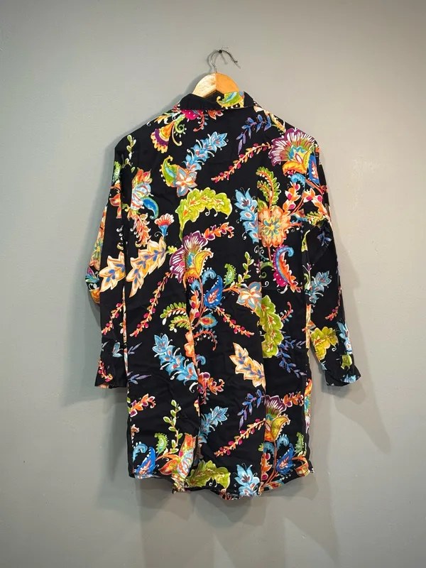 Black Multicolor Ralph Lauren Floral Nightshirt Size S EUC - Image 5
