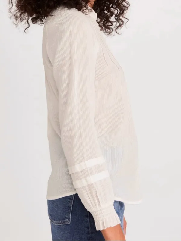 Faherty Willa Organic Cotton Top Ice Blue Size Large - Image 4