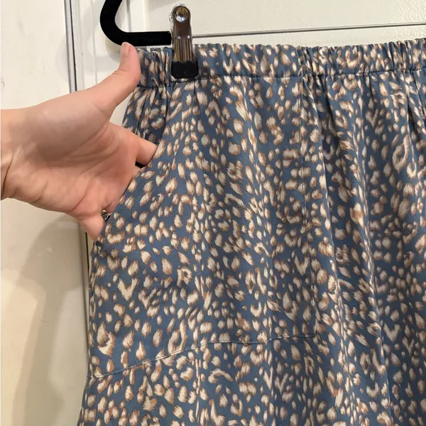 Umgee Leopard Print Mini Skirt Blue Linen Blend Size Large - Image 4