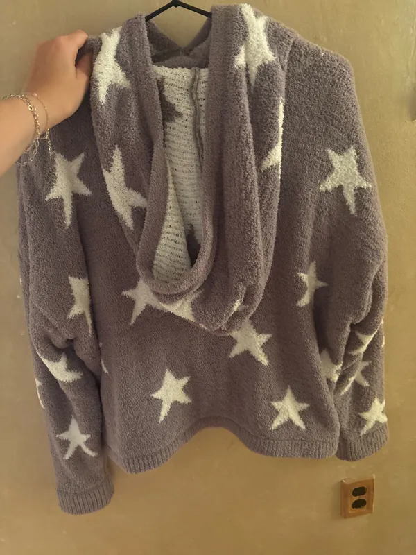 grey star fuzzy sweatshirt Purple - Image 2