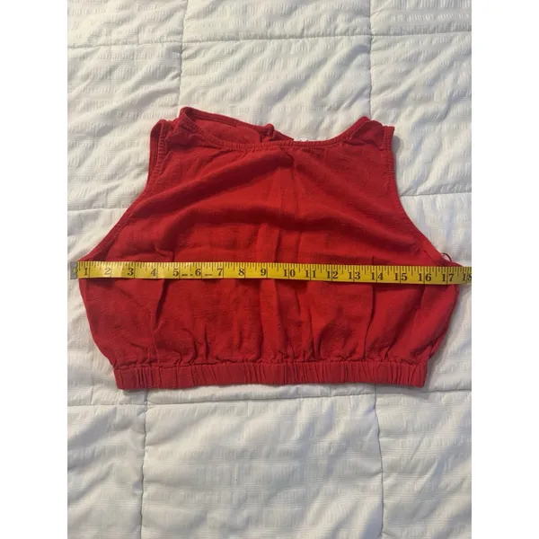 Petal & Pup Red Linen Crop Top Women's Large Sleeveless High Neckline Patriotic - Image 6