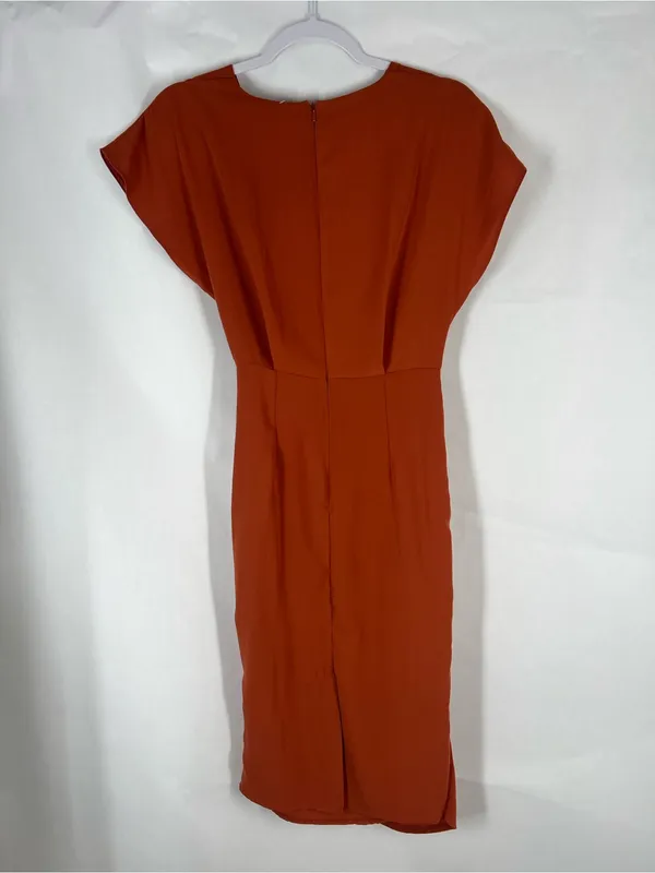 ASOS Twist & Drape Midi Dress in Rust Orange - Image 6