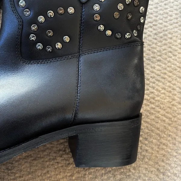 NEW in Box Free People Leather Harmony Studded Boots Black Size 9 - Image 7