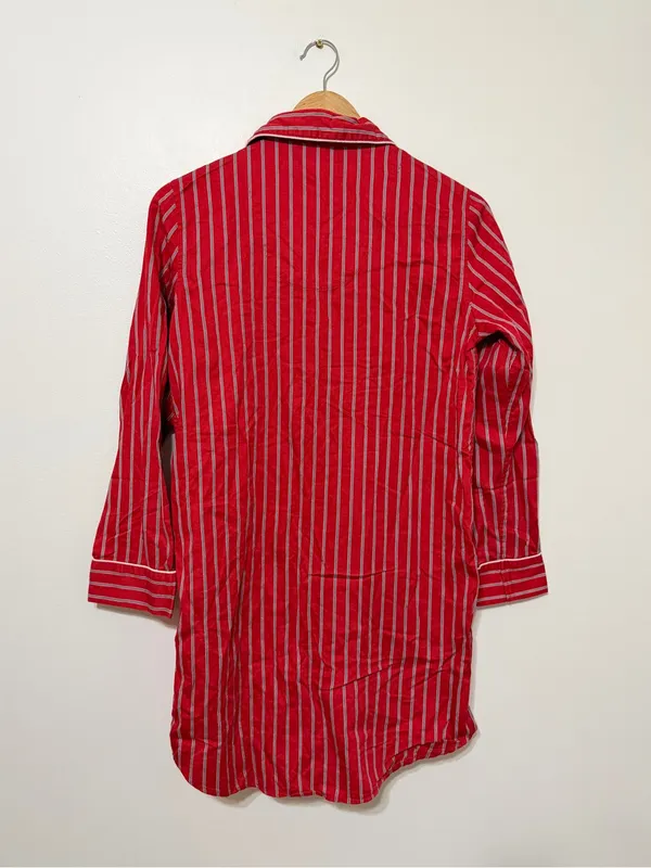 Ralph Lauren Striped Pajama Button Shirt Dress Size Small Red Christmas Holidays - Image 6