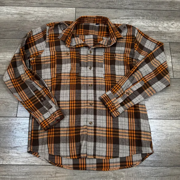 Italian Design Flannel Shirt Plaid Checkered Button Up‎ Long Sleeve L - Image 2