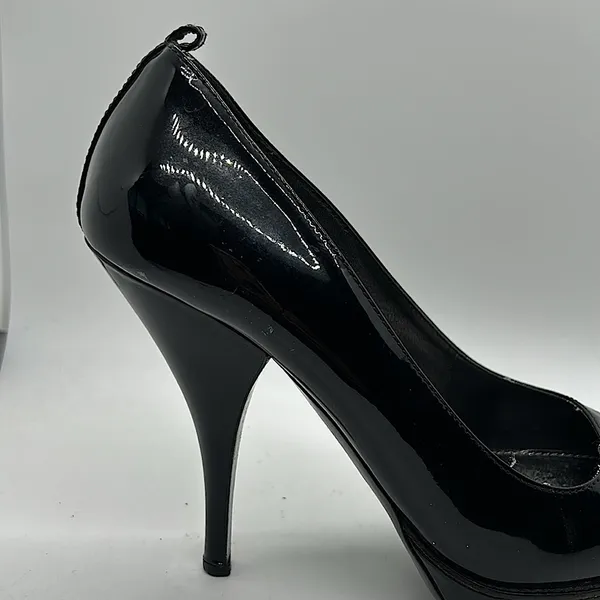 Prada Authenticated Black Patent Leather Stiletto Heel Shoes **Sz 38/US Size 8** - Image 8