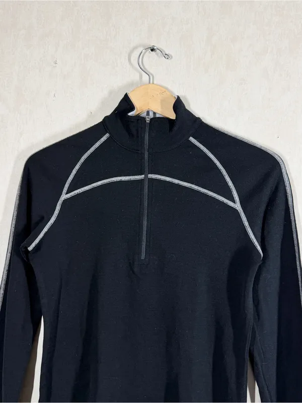 ibex Women’s Merino Wool Thermal Base Layer 1/4 Zip Shirt Longsleeve in Black M - Image 2