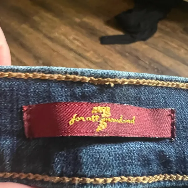 7 For All Mankind High Rise Blue Jeans - Image 3