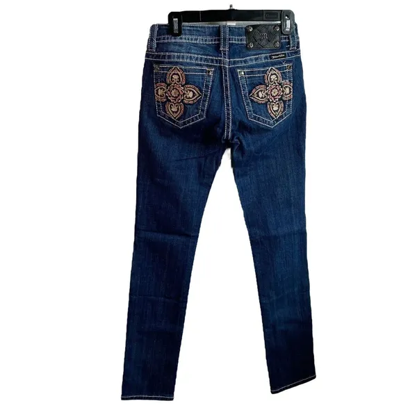 Miss Me Jeans Womens‎ Size 26 skinny cut Denim Embroidered Flower Pockets - Image 8