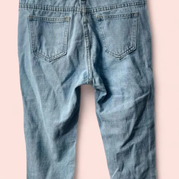 Womens Shadow Jeans Y2K Embroidered Rose Distressed Crop Jeans Light Wash Size L - Image 4