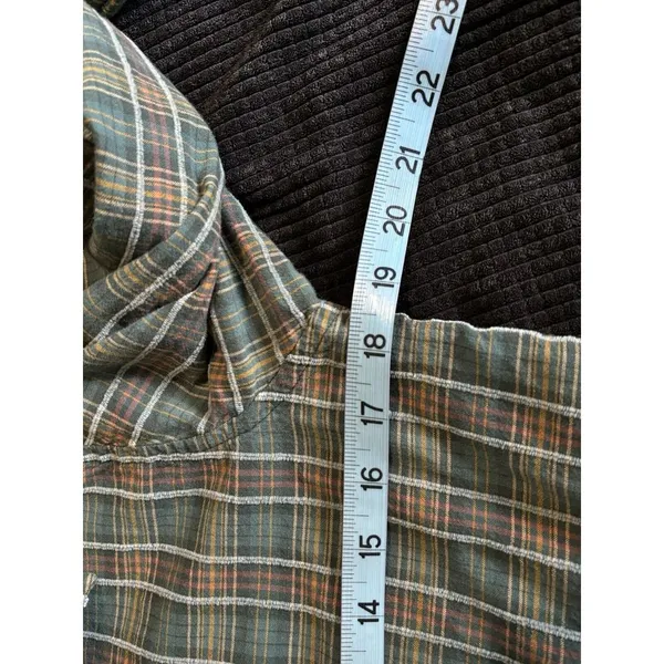 Woolrich Vintage Flannel Shirt‎ Green/Orange Plaid Button Up Size See Measure - Image 6