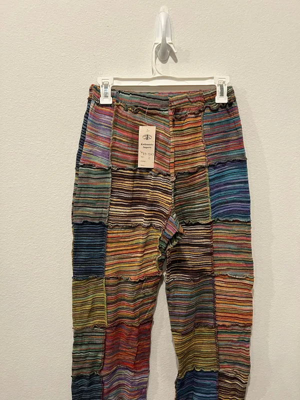 Kathmandu Imports Colorful Striped Patchwork Flare Pants - Image 3