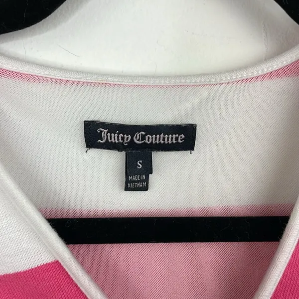 Y2K Juicy Couture Passion Pink/White Stripe Hibiscus Embroidered Dress Small - Image 8