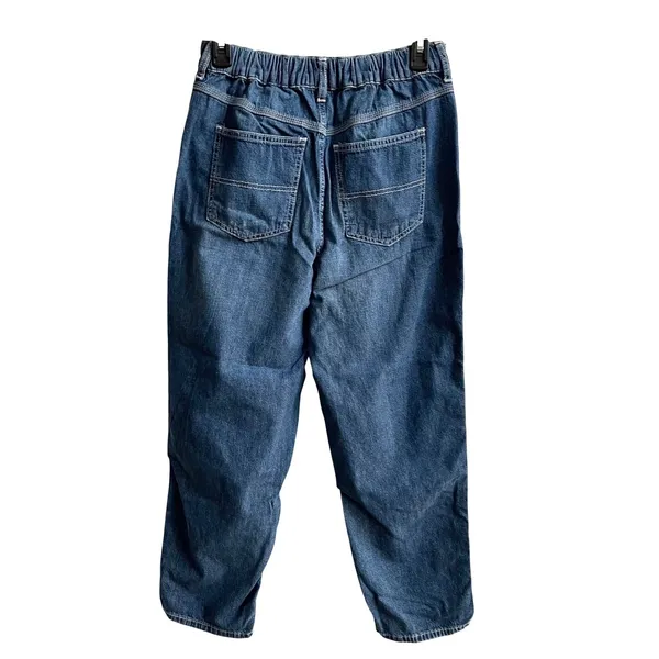 Free People Chloe Baby Barrel Jeans Women Small Blue Boho Elastic Back Cotton‎ - Image 6