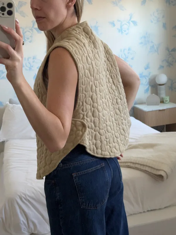 Free People Quilted Vest Green Tan - Image 3