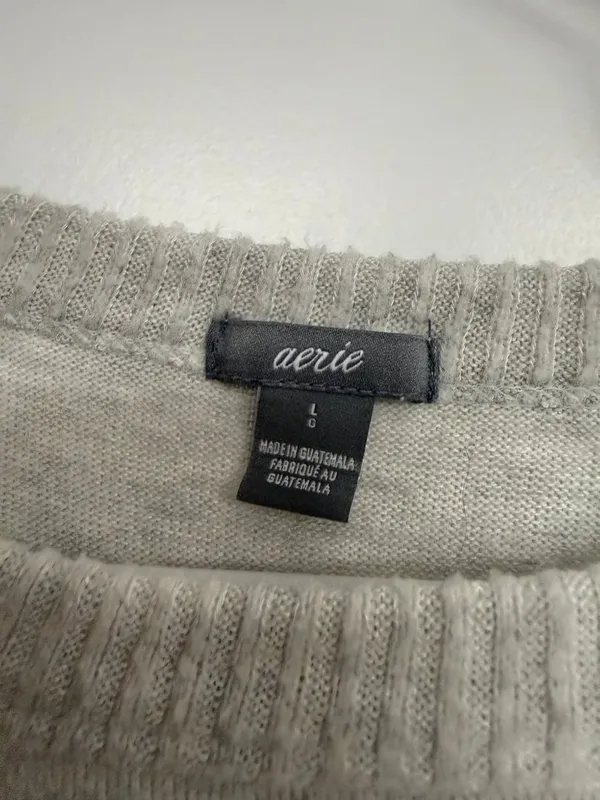 Aerie Heather Gray Oversized High Low Long Sleeve Top Women’s Large - Image 4