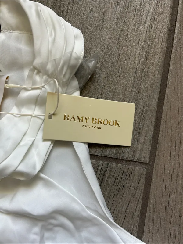 Ramy Brook White Halter Pleated Maxi Dress - Image 3