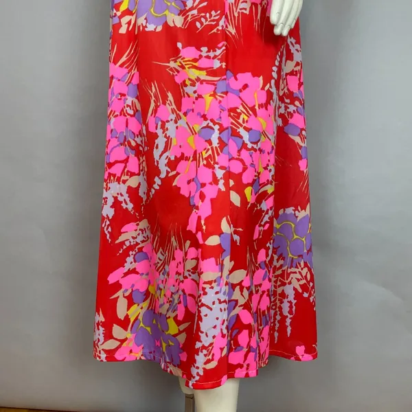 Vintage Saks Fifth Avenue‎ Dress Nightgown Floral Vibrant Gathered Bodice Slinky - Image 6
