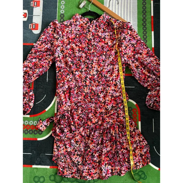 AX Paris Women’s Floral Long Sleeve Mini Dress Size‎ 14 Red Pink Ruffle Hem - Image 7