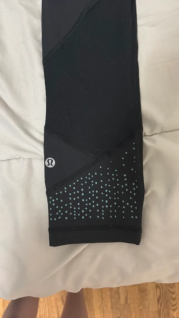Lululemon Capri Black Leggings w/ teal details - Image 2