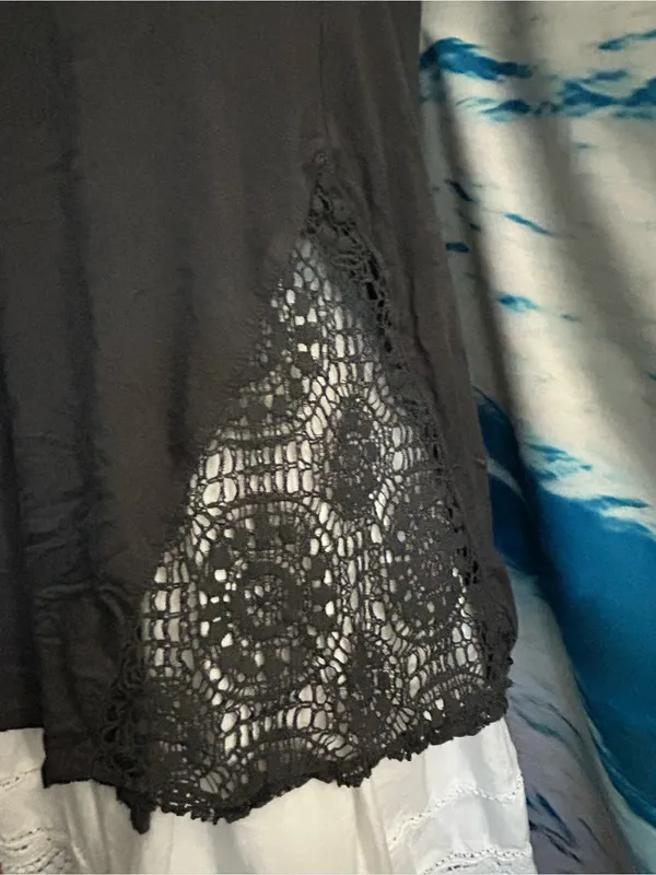 American Eagle Charcoal Black Crochet Trim Sleeveless Tank Top XXS - Image 5