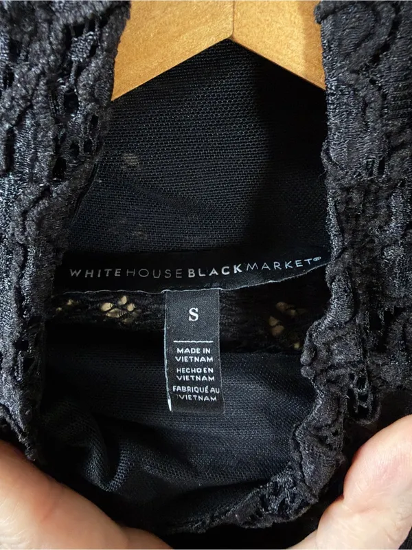 White House | Black Market Black Lace Turtleneck Long-Sleeve Top Small - Image 5