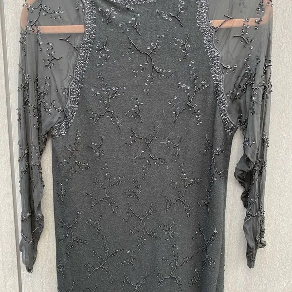 Vintage Nancy Johnson Lambswool Beaded Dress Black Size XS - Image 5