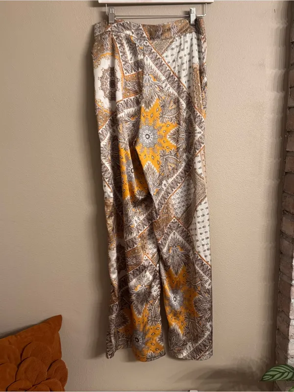 Cider Paisley Print Wide-Leg Trousers in Mustard and Brown‎ - Image 6