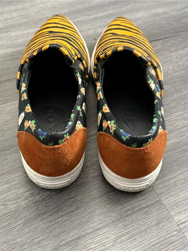 Coach C103 Tiger Print Floral Pointed Toe Slip On Sneakers 6.5 - Image 3