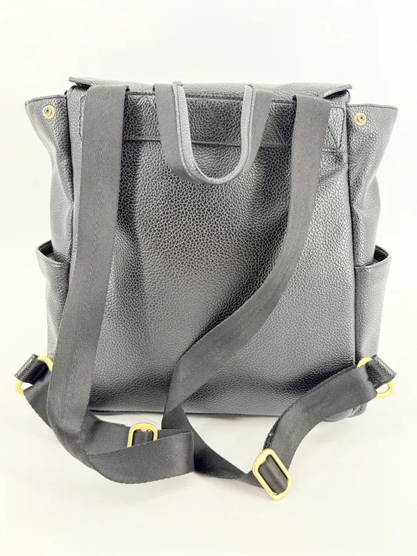 Freshly Picked Classic Diaper Backpack bag Black vegan pebbled leather large - Image 3