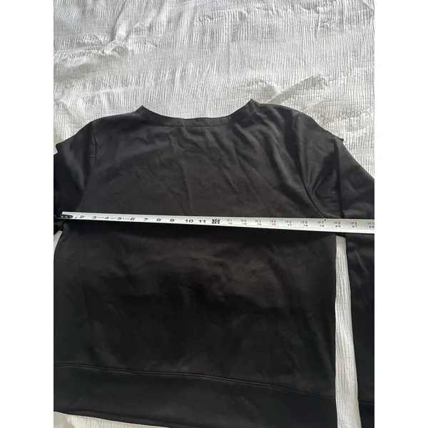 Zara Black Sweatshirt Sequins Beads Women's Large Long Sleeve Goth Holiday Glam - Image 6