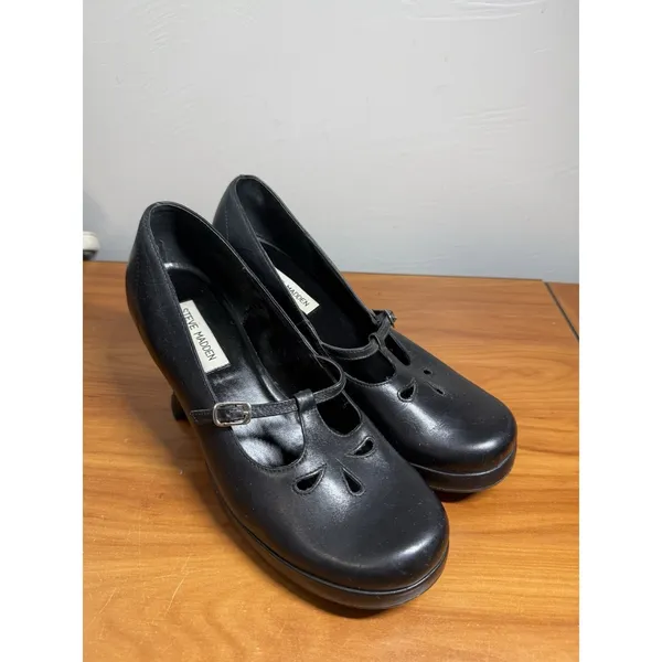 Vintage‎ Y2K Steve Madden Mariam Leather Mary Jane Heels Womens Perforated 10B - Image 5