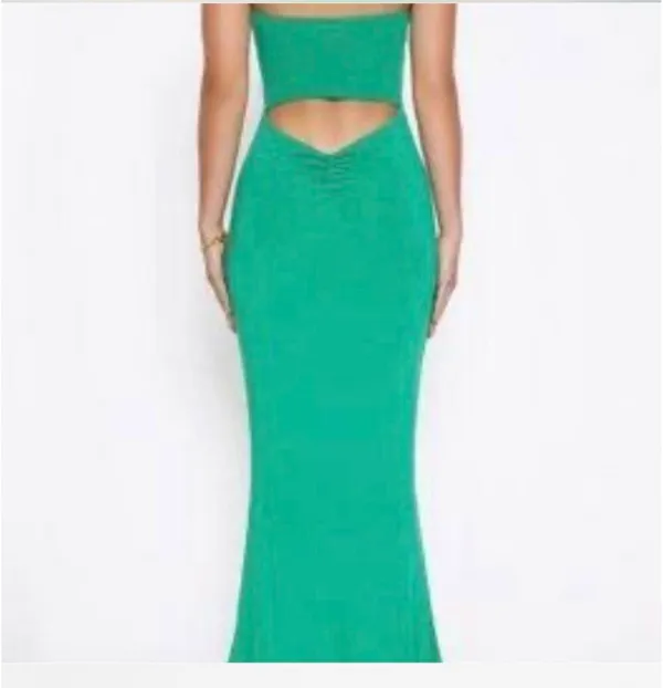 Tiger Mist Bright Green Strapless Cutout Ruched maxi Dress - Image 3