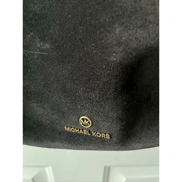Michael‎ Kors Black Suede Leather Tote Bag Gold Hardware Crossbody Large Rare - Image 5