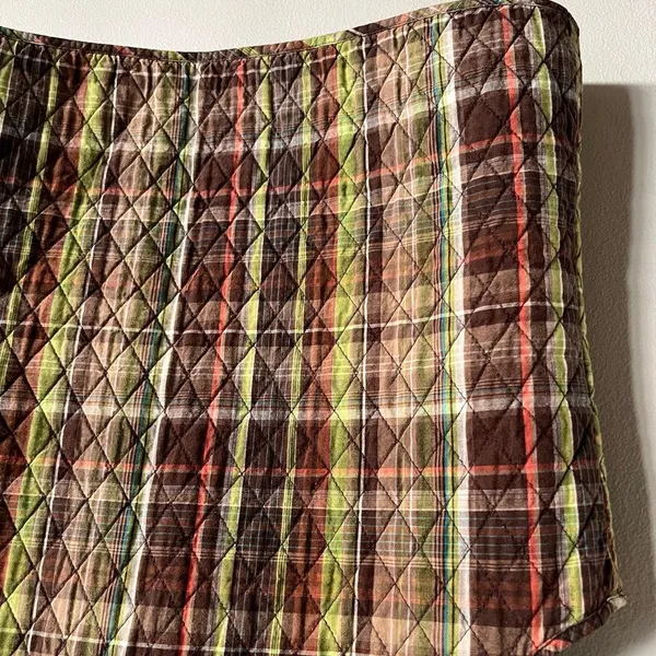 Christopher & Banks Quilted Plaid Embroidered Vest Brown Green Size S - Image 4