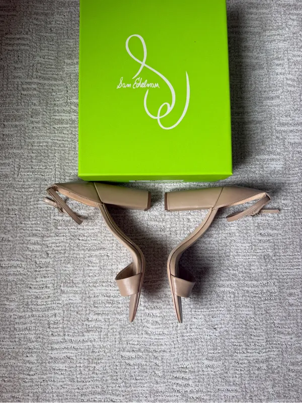 Sam Edelman Beige Ankle-Strap Block Heel Sandal - Image 4