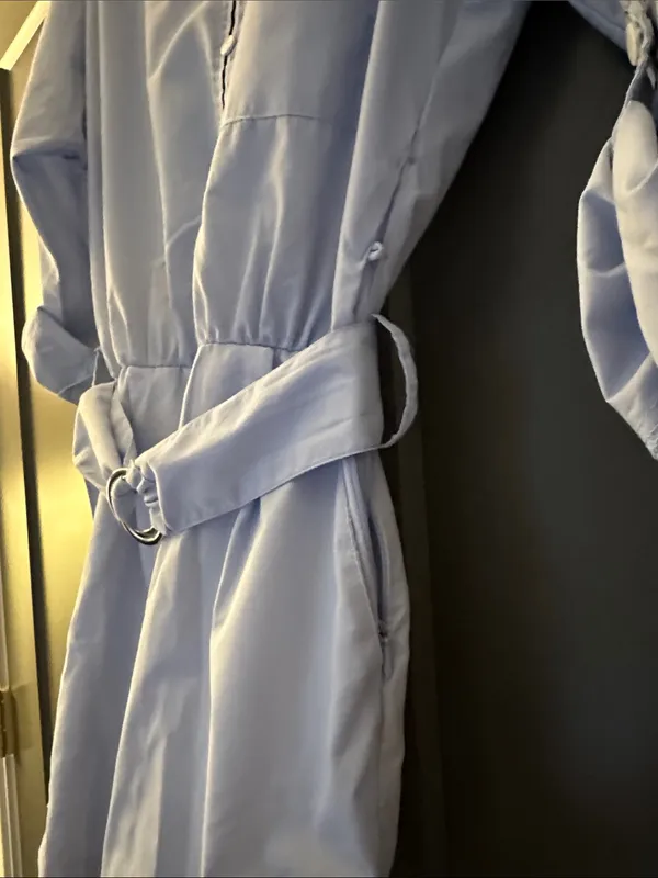 Zara Light Blue Belted Shirt Romper - Image 5