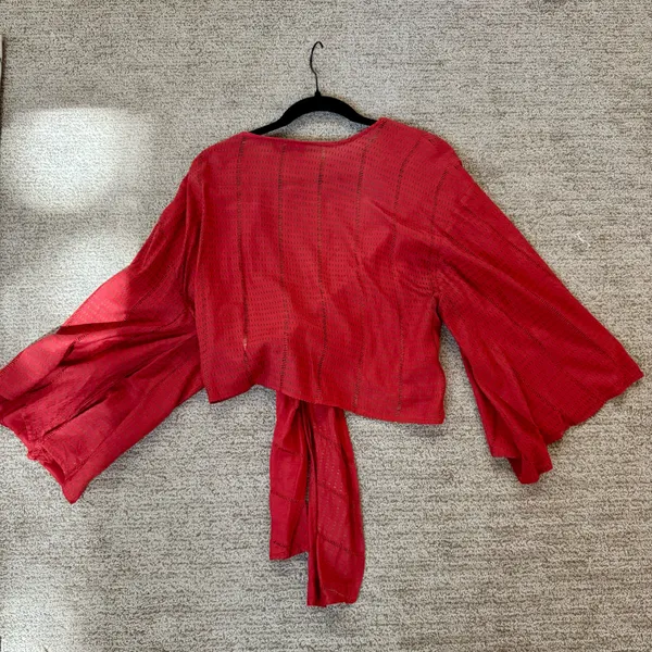Lulus Rust Red Tie-Front Top - Image 6