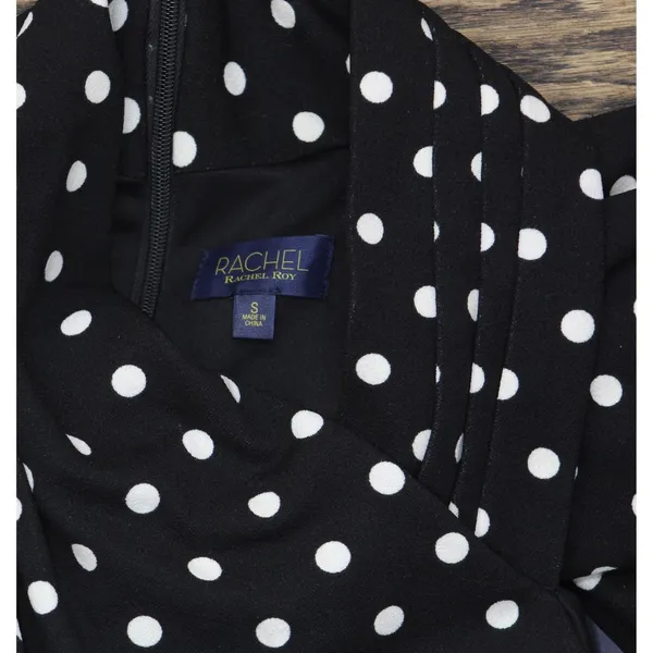 NWT Rachel By Rachel Roy Harland Printed Halter Polka Dot Dress Black / White S - Image 9