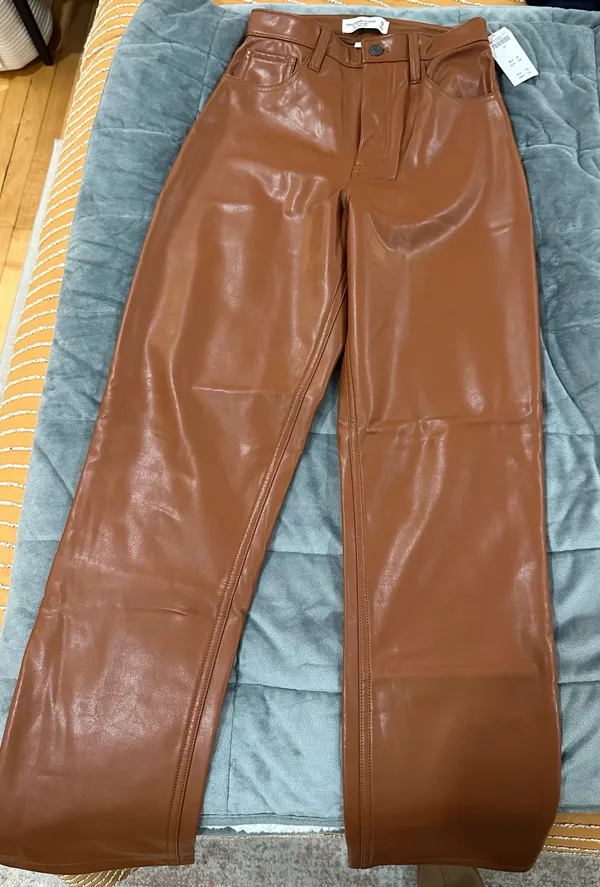Abercrombie Vegan Leather 90s Straight Pants - Image 3