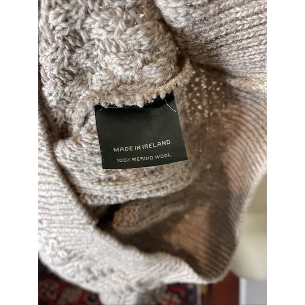 New‎ Womens Aran Craft Merino Aran Crewneck Sweater in Wicker Small - Image 10