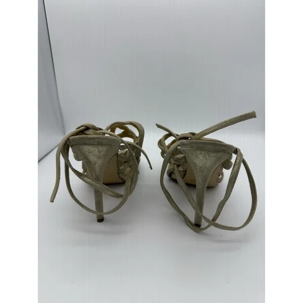 Ivanka Trump 4.25" Heels Womens 7.5 Beige Stiletto Tie Strappy Wedding Party - Image 5