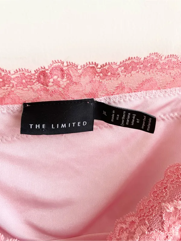 Vintage The Limited Y2K Pink Lace Trim Tank Top Cami Size XL Marie Antoinette - Image 3