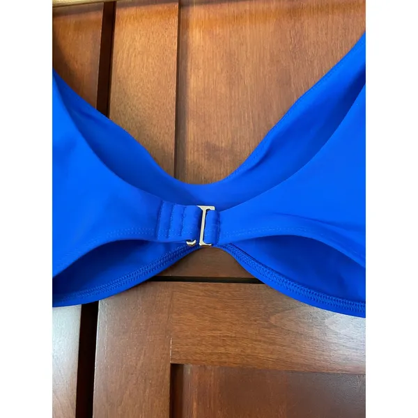 Quince Italian Plunge Bikini Swim Top Electric Blue Size Large NEW - Image 4