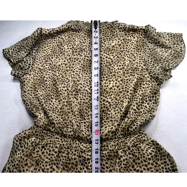 Lovestitch Leopard Print High Low Maxi Dress Brown Tan Smocked Waist Medium - Image 10