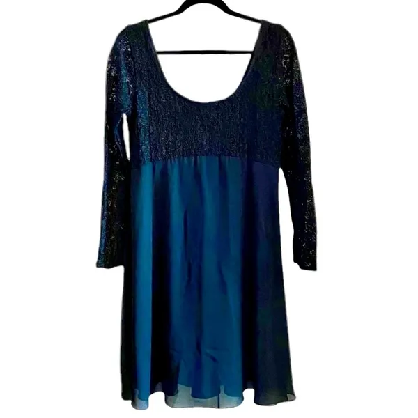 Vintage 90s black lace Chiffon sheer overlay babydoll dress Grunge Emo LBD Goth - Image 11