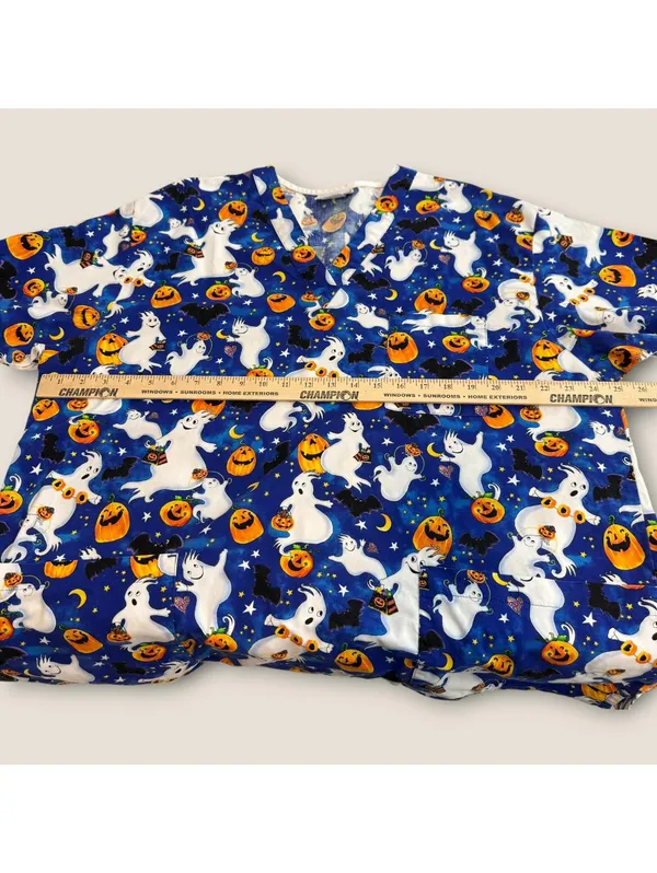Peaches Uniform Women's Scrub Top Size XL Halloween V-Neck - Image 8