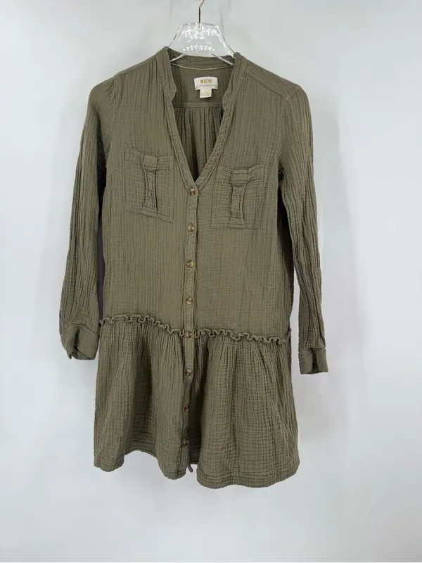 Anthropologie Maeve Katie Textured Utility Tunic Dress size 0 - Image 3